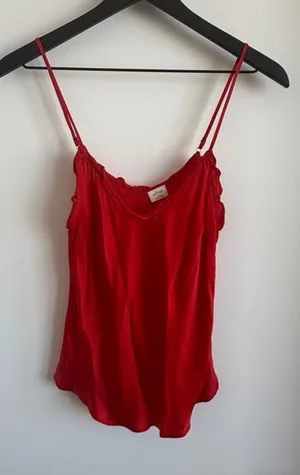 Aritzia Red Lace-Trim Silk Camisole thumbnail 1