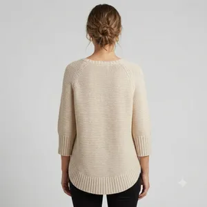 Sparrow Cream Ribbed Knit Poncho Sweater - Size Small thumbnail 2