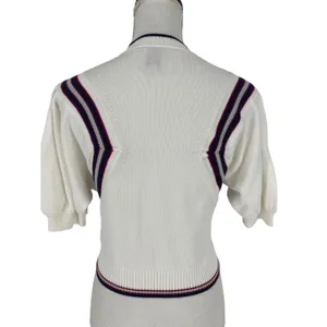Maeve Puff Sleeve Cardigan White Inset Graphic Button Front‎ Sweater Size S thumbnail 11