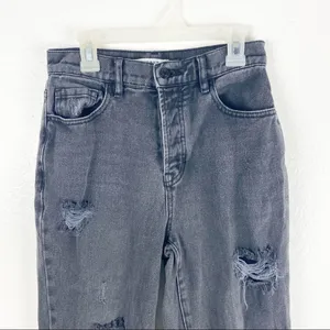 PACSUN Black Wash High Rise Straight Ripped Distressed Frayed Hem Jeans Size 24 thumbnail 11