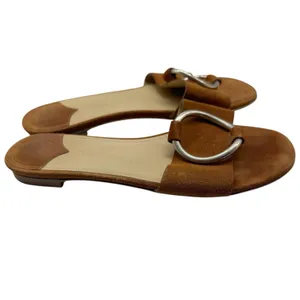 Theory Adeley Brown Suede Leather Ring Slip On Sandals Size 38.5 thumbnail 3
