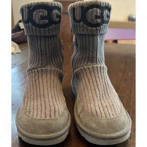 UGG Charcoal Gray Classic Knit & Suede Boots Women’s Size 8 thumbnail 3