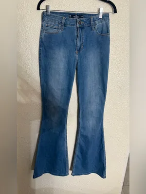 Hollister Y2K Mid-Rise Blue Flare bell bottom Jeans size 4R thumbnail 3