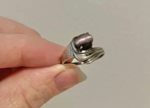 Purple Glass Faux Star Sapphire Silver Victorian Ring “Tabitha” Dark Femme Classic Jewelry thumbnail 13