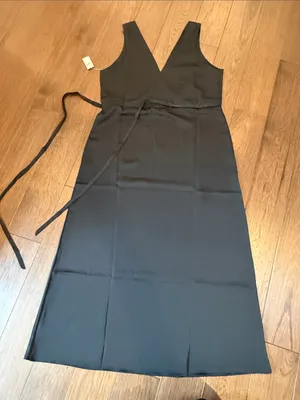 Old Navy Sleeveless Satin Midi Slip Dress in Black Size Large NWT - C73-041 thumbnail 10