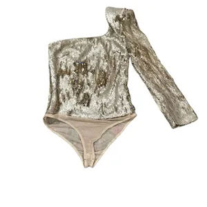 Astr the label Revolve Syriah Gold Sequin One-Shoulder Club Bodysuit Top thumbnail 2