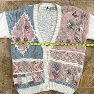 Vintage 90s y2k knit grandma cardigan thumbnail 3