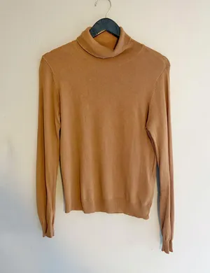 Tan Basic Cowl Neck Sweater thumbnail 1