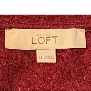 Ann Taylor LOFT Red Paisley Floral Textured‎ Lace Boatneck Top Womens Medium thumbnail 5