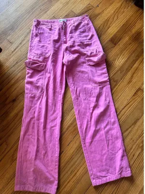 Pink Cargo Pants Size 6 Zara Utility Pocket Straight Leg thumbnail 1