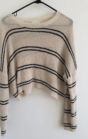 By Together Cozy Cream Striped Knit Sweater - Women's thumbnail 1