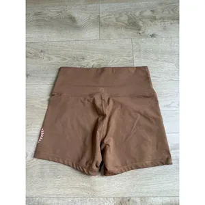 EUC OFFLINE by Aerie The Hugger Brown Smiley Bike Shorts 5" Inseam hi-rise sz L thumbnail 2