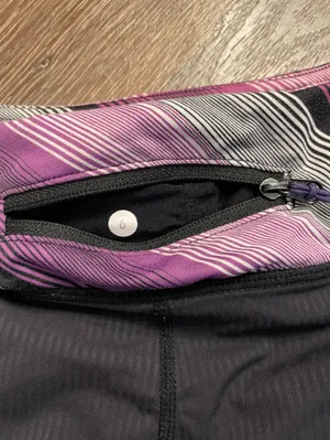 lululemon athletica Black Shorts with Pink & Purple Striped Waistband Size 6 thumbnail 5