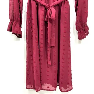 Baltic Born Paisley Dot‎ Midi Dress Burgundy Women's L thumbnail 3