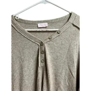 Pink Lily Beige Oversized Pullover Top Medium thumbnail 2