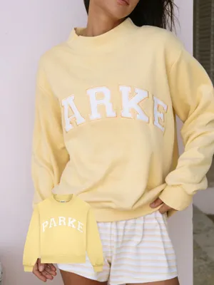 Parker Pale Yellow Crewneck Sweatshirt with White Appliqué thumbnail 1