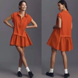 Daily Practice Anthropologie Red Tiered Polo Mini Dress Small EUC Mixed‎ Media thumbnail 2