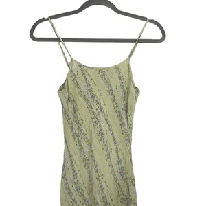 Zara Shimmery Floral Print Spaghetti Strap Slip Midi Dress Lined 10 Green Purple thumbnail 2