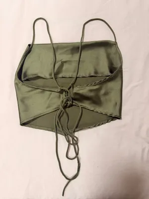 SHEIN Olive Green Satin Drawstring Cami thumbnail 3