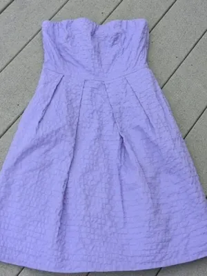 J. Crew Purple Crinkle Pattern Strapless Dress with Pockets thumbnail 1