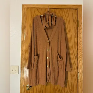 Intimately Free People Women's Rust Cardigan Ribbed Sweater - Size L thumbnail 2