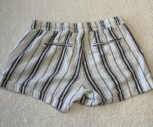 Old Navy High-Waisted Striped Linen-Blend Shorts White Black Medium Boho Beach thumbnail 6