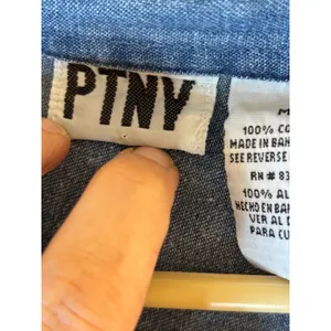Vintage PTNY Love to Sew Denim Button Down Shirt Patchwork Embroidery Medium thumbnail 8