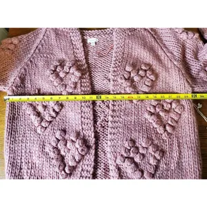 debut Dusty Rose Chunky Knit Pom-Pom Cardigan thumbnail 6