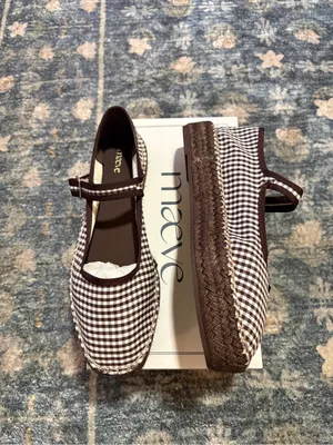 NEW Anthropologie Maeve Gingham Mary Jane Espadrille Flats Size 40 thumbnail 3