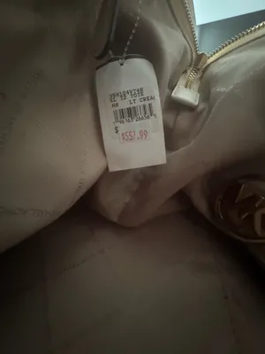Michael Kors Large Cream Zip Tote Bag w/ Detachable Adjustable Strap Gold thumbnail 3