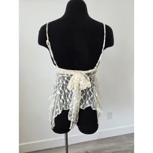 Nectar Lace Top Ivory Cream Fairy Festival Angel Coquette Sheer Y2K 90s Small thumbnail 4