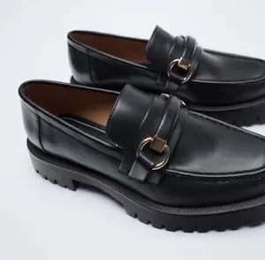 Zara Classic Black Chunky Lug Sole Loafer thumbnail 1