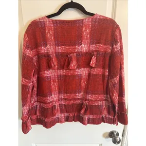 Go Fish Clothing & Jewelry Co. Red & Pink Plaid Jacket‎ Large NWT Coastal thumbnail 5