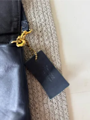 Vintage 80s 90s Navy Gold Genuine Leather Purse Shoulder Bag thumbnail 9