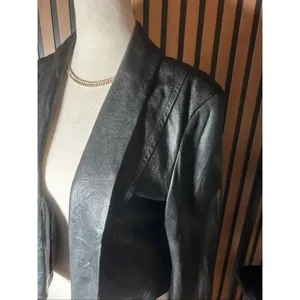7 For all Mankind Women Rumble Leather Jacket Size S black moto style short thumbnail 2