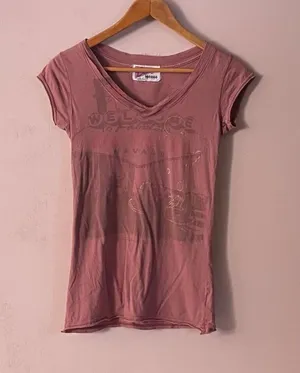 Disney Vintage 2006 Women’s Dusty Rose Pink Mickey Las Vegas V-Neck Tee Size S thumbnail 1