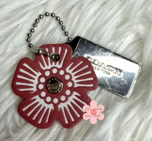 1.5" COACH Silver Tea Rose Flower Floral Bag Charm Hang Tag thumbnail 1