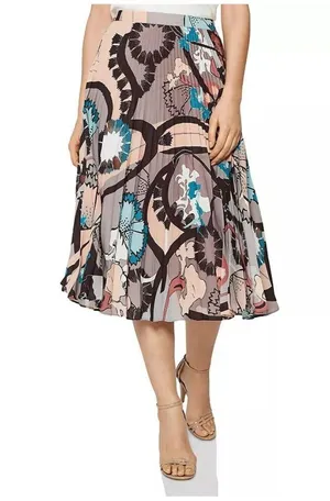 REISS Lolita Montage Accordion Pleated Skirt Women's Size 8 Abstract Print Artsy thumbnail 11