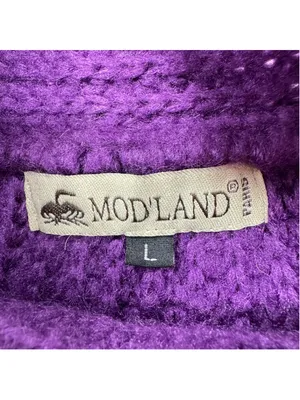 Vintage Sleeveless Wool Blend Sweater Cardigan Purple Funnel Neck Hand Knit Sz L thumbnail 4