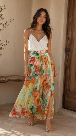 White House Black Market Drama Maxi Skirt – Jungle Flower Print NWT Size 00 thumbnail 1