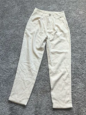 Women's Cream Ankle Tapered Pleat Pants thumbnail 2