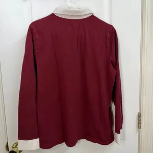 Lands' End maroon collared layered cotton stretch button‎ neck polo shirt XL thumbnail 5