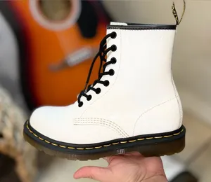 Dr. Martens 1460 White Patent Leather Boots - Womens Size 7 White Patent 8-Eye thumbnail 1