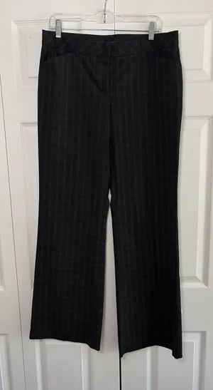 Express Design Studio Editor Womens 10 Black Plaid Wide Leg Career Trousers thumbnail 1