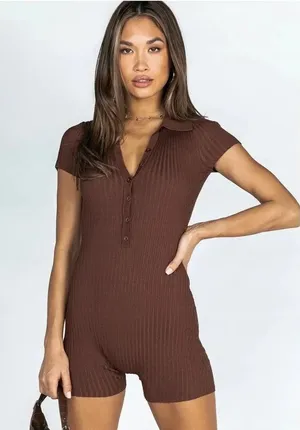 Princess Polly Downtown Romper Chocolate One Piece Women’s XS/Small thumbnail 1
