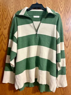 Boutique Quarter Zip Sweater Green thumbnail 1