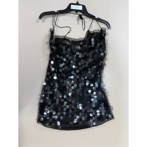 16Arlington Black Sequin Mini Dress with Spaghetti Straps Size 8 thumbnail 3