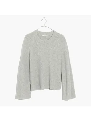 Madewell Merino Wool Bell Sleeve Rib Knit Sweater Gray Size Small thumbnail 2