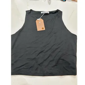 NEW Black Halter Neck Double Lined Tank Crop Top M thumbnail 3