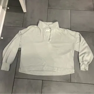 Abercrombie & Fitch Soft A & F Collared Polo Sweatshirt in Light Blue thumbnail 2